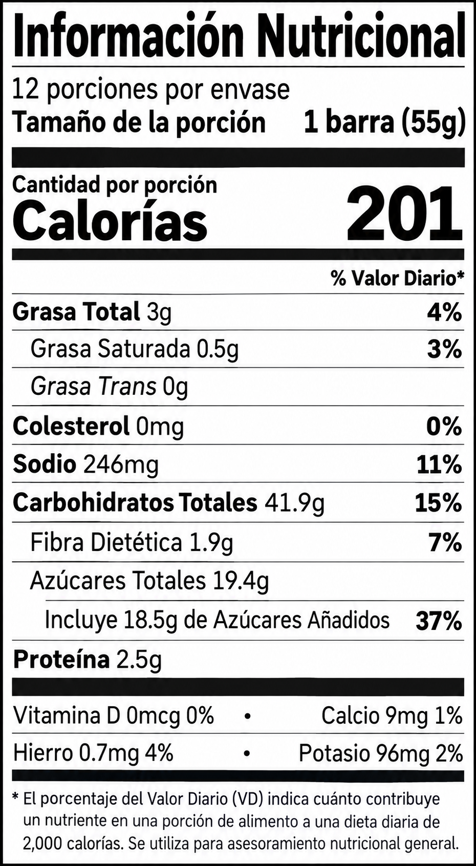 Maurten Solid C 160 — tabla nutrimental en español